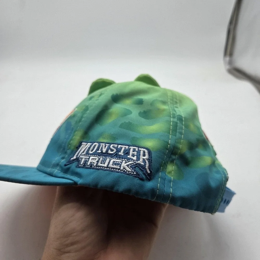 T-Rex Monster Truck Hat Cap Snap Back Youth Green Dino Spikes Adjustable Kids
